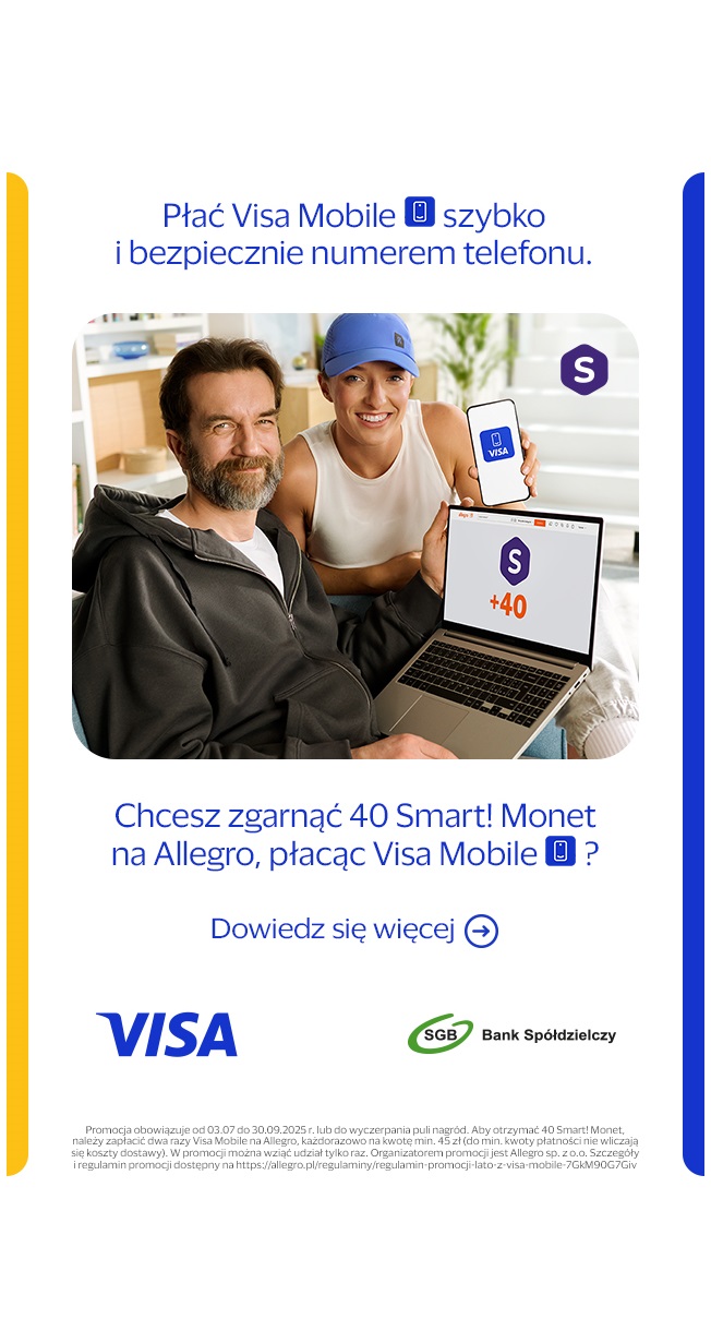 Płać Visa Mobile i zgarnij 40 Smart! Monet na Allegro!